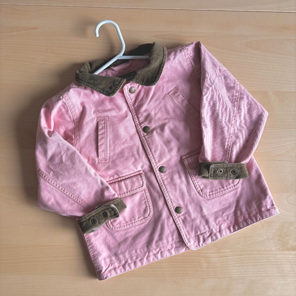 Vintage L.L. Bean pink jacket 4T corduroy details.
